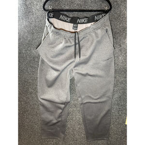 Nike Joggers Men's Dri-Fit Fleece Grey with Black Nike Logo Sweatpants (2XL)